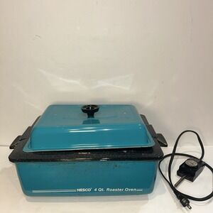 Vintage Nesco 4 qt Roaster Oven/ Tested Rare Teal Color Tested